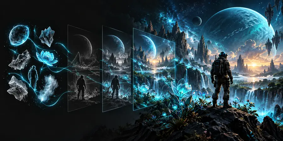 Structured AI art prompt concept with clearer composition and lighting